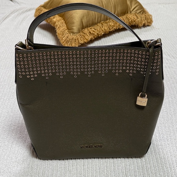 Michael Kors Olive Green Hayes Purse - Picture 1 of 14